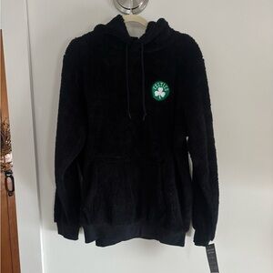 Boston Celtics MBA Black Teddy Fleece Hoodie by Jill Martin NWT